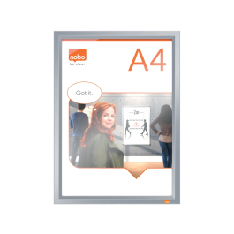 Nobo Marco Porta Anuncios Impression Pro DIN A4, Marco de Clip Aluminio, 235x13x325 mm