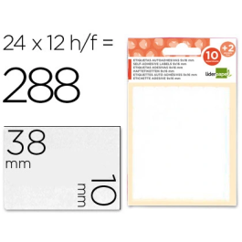 Liderpapel Etiquetas Adhesivas 10x38 mm 24 Unidades Por Hoja Sobre 10 H + 2 Obsequio Precio: 8.49999953. SKU: B1DBWEREKY