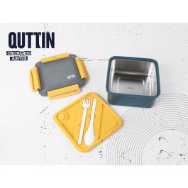 Quttin Fiambrera Ss para Microondas de 1500 ml, Recipiente de Almacenamiento de Alimentos 18 x 10 x 18 cm (6 Unidades)