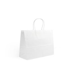 Algon Set de 3 Bolsas de Papel Blancas 32 cm x 20 cm x 26 cm (24 Unidades)
