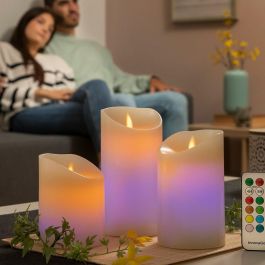 Velas LED Multicolor Efecto Llama con Mando Lendles InnovaGoods 3 Unidades