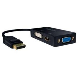 LogiLink CV0109 Adaptador DisplayPort 1.2 a DVI/HDMI/VGA, 4K (3840x2160) - Conector Macho DisplayPort a Hembra