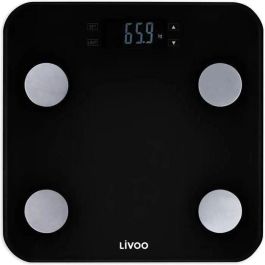 LIVOO DOM427N Báscula de pesaje corporal - 13 memorias de usuario - 180 kg - Bandeja de visualización LCD de vidrio templado - Negro