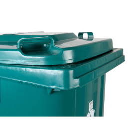 Q-connect Papelera Contenedor de Plástico con Tapa y Ruedas, Verde, 240 Litros, 1040x620x610 mm