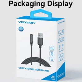 Vention CVEBC Conversor Audio Jack 3.5 Hembra a USB Macho 1m Gris