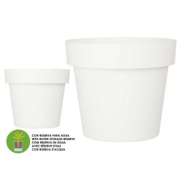 Maceta Plastico Blanca Con Reserva Agua 40Cm Ibergarden (6 Unidades)