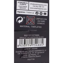 My Bar Servilletero Hostelería Black - 9,9 cm Ancho x 14,6 cm Alto x 11,3 cm Largo (12 Unidades)