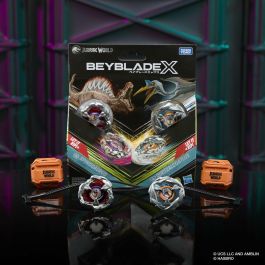 Hasbro HASG1899ES0 Beyblade X Jurassic World Spinosaurus vs Quetzalcoatlus Multipack, Juguete para Niños de 8 Años en Adelante