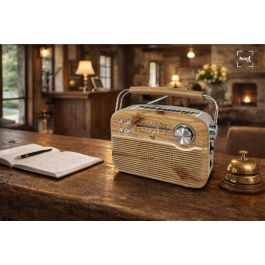 SAMI Radio Vintage 3 bandas - Funciona con AC, Pilas, Solar y Batería