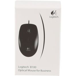 Logitech B100 Ratón Óptico USB Negro para Negocios, 800 DPI, Ergonómico Ambidextro, Conexión USB-A Plug & Play