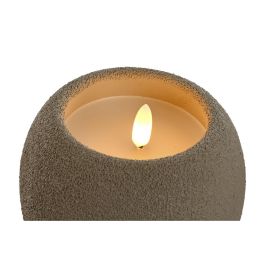 DKD Home Decor Vela LED Decorativa Estilo Urban Blanco Marrón de Cera y Cemento, Medidas 9.5 x 9.5 x 9.5 cm (Pack 2 Unidades)