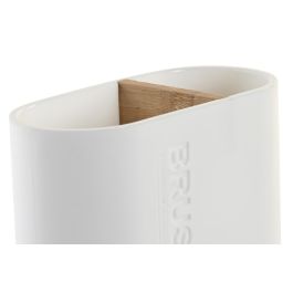 DKD Home Decor Vaso Basicos Blanco Natural Polipropileno Bambú 11.5 x 5.5 x 10.5 cm
