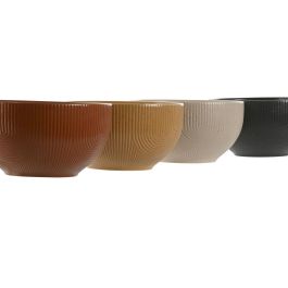 Bol Scandi DKD Home Decor Beige Mostaza 14 x 7.5 x 14 cm (4 Unidades)