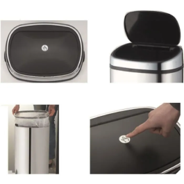 Kitchen Move Contenedor de Cocina Cuadrado Semiautomático de un Toque 60 L - Gris