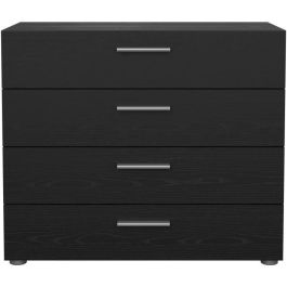 Cómoda - 4 cajones - Negro - L80,2 x P40,25 x H68,1 cm Cómoda - 4 cajones - Negro - L80,2 x P40,25 x H68,1 cm