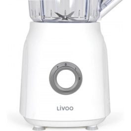 Livoo LIV1713288599839 Batidora de Vaso Eléctrica 1.5 Litros 600W de Potencia, 22000 RPM, 2 Velocidades y Función Turbo, Color Blanco