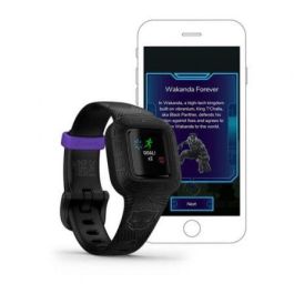 Garmin vivofit jr. 3 Black Panther, monitor de actividad física para niños, pulsera de silicona negra a prueba de agua