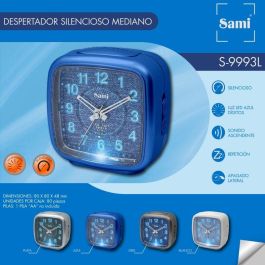 SAMI Despertador Grande Cuadrado Denim Silencioso
