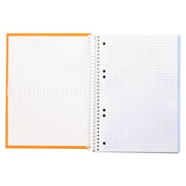 Cuaderno Espiral Liderpapel A5 Micro Crafty Tapa Forrada 120H 90 gr Cuadro 5 mm 5 Bandas6 Taladros Color Naranja