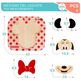 WOOMAX Puzzle de madera Minnie Disney 6 piezas 22x20cm para +12 meses