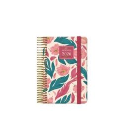 Dohe 13252 - 26 Agenda 2026 Charm Espiral Semana Vista Bolsillo (8,5 x 13 cm) Estampado Floral 144 Páginas