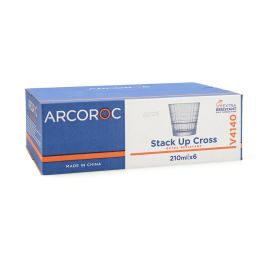 Caja 6 Vasos Bajos Vidrio Stack'Up Cross Arcoroc 21 cL
