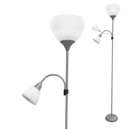 Edm Lámpara de pie modelo Boston color plateada, casquillos E27 60W y E14 40W, altura 176cm
