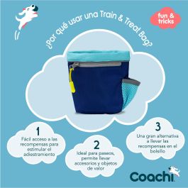 Coachi Train & Treat Bag para Adiestramiento y Paseo de Perros, con Enganche a Cinturón y Bolsillo, Azul Oscuro-Claro
