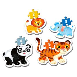 Clementoni My First Puzzle Wild Animals - 4 Puzzles Progresivos 3, 6, 9 y 12 Piezas Grandes y Resistentes