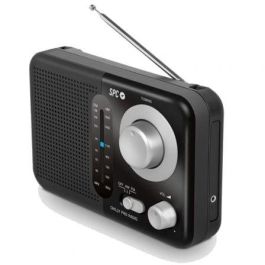 SPC 4590N Radio Portátil Valdi Negra AM/FM con Asa y Antena Telescópica, Entrada Auxiliar y Alimentación AC/Pilas