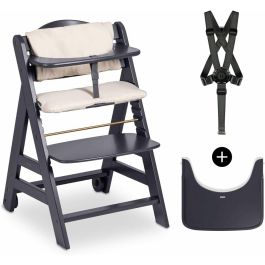 HAUCK HAU1731627400690 Trona Evolutiva BETA+ de Madera FSC con Arnés de 5 Puntos y Ruedas para Bebés de 6 Meses a 90 kg, Gris