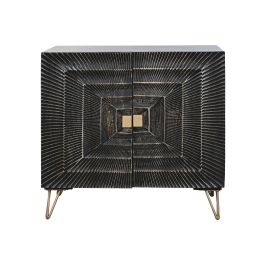 Aparador Home ESPRIT Negro Dorado Metal Madera de mango 81 x 45 x 75 cm