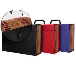Liderpapel Maletín con fuelle y asa, cartón forrado, 19 departamentos, 255x390x120 mm, colores surtidos