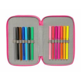 Safta Plumier Triple Barbie 37 Pcs, Estuche Escolar con 3 Compartimentos, para Niñas y Niños, 12.5x19.5x5.5cm