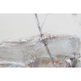DKD Home Decor Cuadro 100% Pintado a Mano sobre Lienzo, Estilo Cottage con Árboles, Gris Beige Blanco 100x100 cm - Set de 2 Cuadros