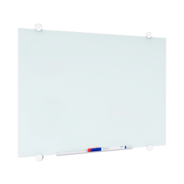 Q-connect Pizarra Blanca Magnética de Cristal Templado 90x60 cm con Marco de Aluminio