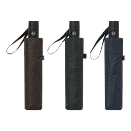 C-Collection Paraguas Mini Plegable Automático 7 Varillas Pongee Ø94cm - Estampado Cuadros, Incluye Funda