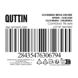 Inde Set 3 Cucharas de Mesa Louvre 2 mm - Acero Inoxidable 20.4x3.8 cm (12 Cajas)