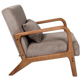 Home Deco Factory Butaca Scott Taupé Colección Cocooning Tapizado Acanalado Poliéster Piel Sintética 64.5x83.5x75 cm