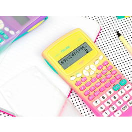 Milan Calculadora Científica M240 Sunset Rosa/Amarillo - 240 Funciones, 10+2 Dígitos, Tapa Translúcida, 2 Líneas