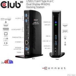 Club 3D 4K Dockingstation 60Hz USB3 -> 6xUSB3/2xDP/LAN/Audio Negro