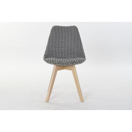 DKD Home Decor Silla Scandi Blanco Negro 50 x 80 x 47 cm (4 Unidades) Poliester Madera