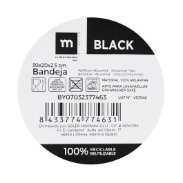 Bandeja Melamina Mate Black 30x20x2.5 cm La Mediterranea (12 Unidades) Bandeja Melamina Mate Black 30x20x2.5 cm La Mediterranea (12 Unidades)