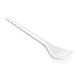 Blanca Tenedor de plástico blanco reutilizable para hostelería, paquete de 100 unidades, 30x190x95 mm