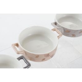 DKD Home Decor Bol Moderno Gris Rosa 12.5 x 4.3 x 16.8 cm Set de 4