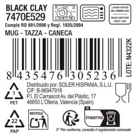 Mug Inde 410 ml Black Clay - Surtido Md (24 Unidades)