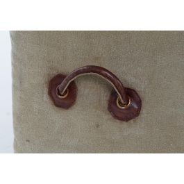 DKD Home Decor Reposapies Vintage de Piel y Poliester en Marron y Beige, con Altura de Asiento 40 cm y Dimensiones 40x40x46 cm