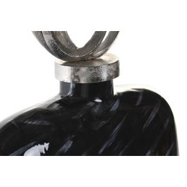 DKD Home Decor Jarrón Moderno Negro de Cristal y Aluminio con Tapa 14x48x28 cm