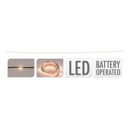 Null Guirnalda a pilas fija 10 leds luz blanco cálido cuerda de yute 1,10m