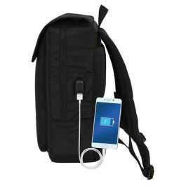 Safta Mochila con solapa portátil 13,3'' + USB Real Betis Balompié Premium Negra 29x39x12cm